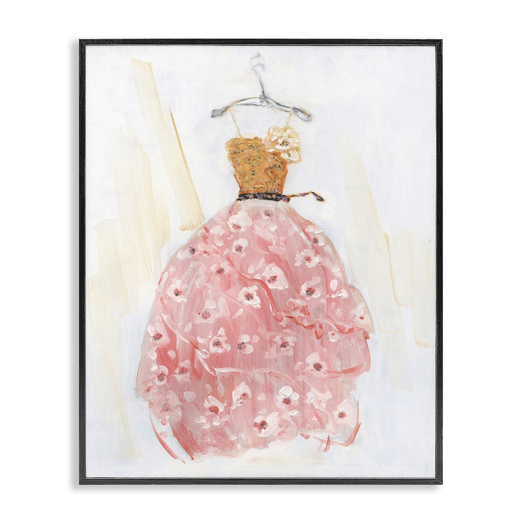 Stupell Elegant & Sophisticated Pink Gown Framed Giclee Art Design By Sally Swatland