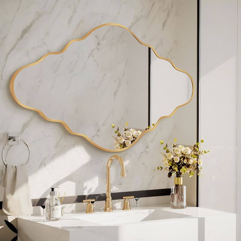 Modern Irregular Aluminum Alloy Framed Decorative Wall Mirror - Gold - 20x35