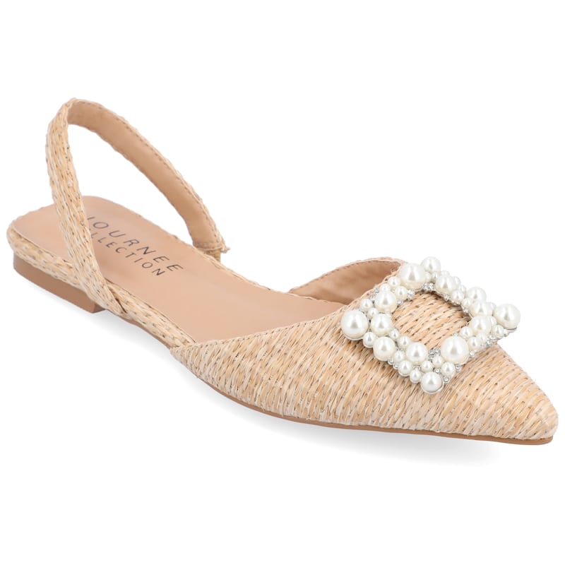 Journee Collection Women's Medium and Wide Width Hannae Sling Back Pointed Toe Flats