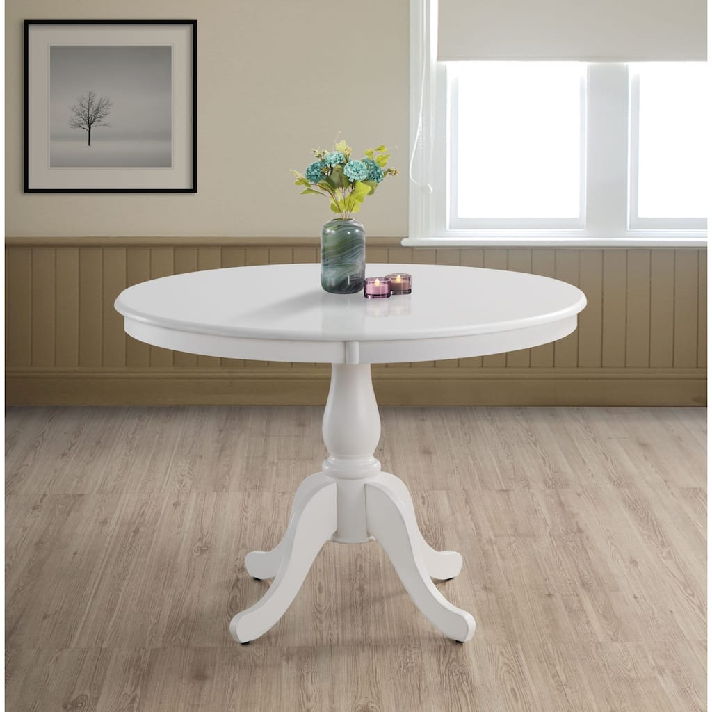 Solid Round Top Pedestal Dining Table - 42" - White