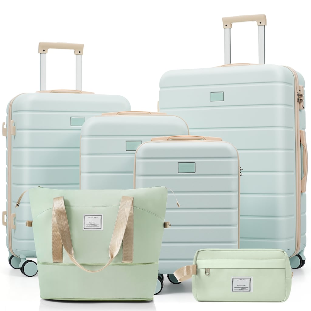 6-Piece Hardside Luggage Set with TSA Lock,Spinner Suitcase Set with Expandable Travel Duffel Bag & Waterproof Toiletry Kit