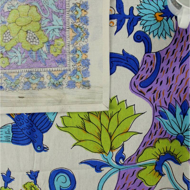 Vibrant Cotton Floral Tree Of Life Tablecloth Collection