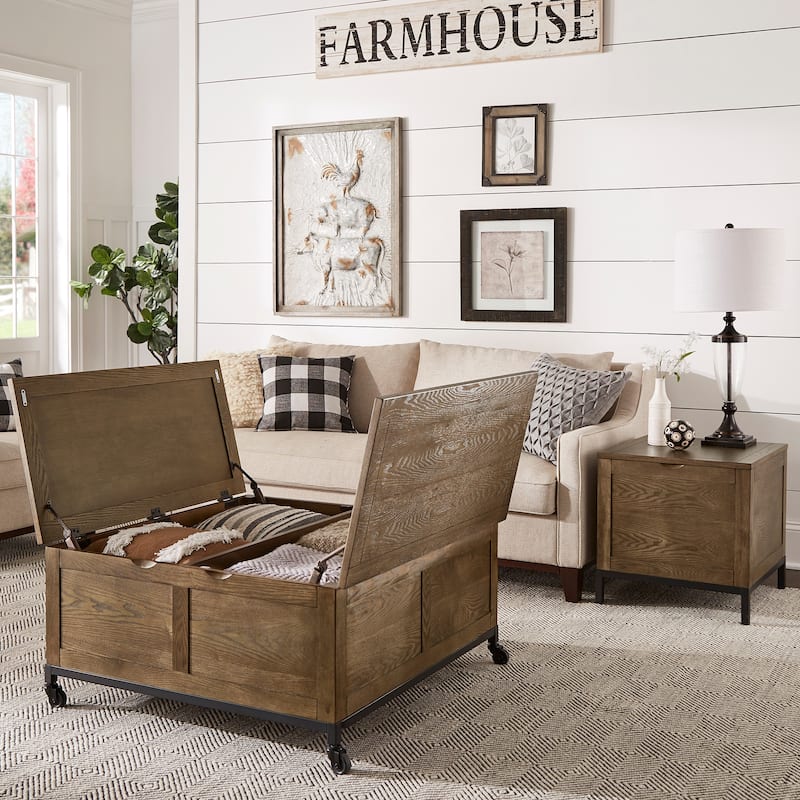 Shay Square Storage Trunk Coffee Table with Caster Wheels by iNSPIRE Q Artisan