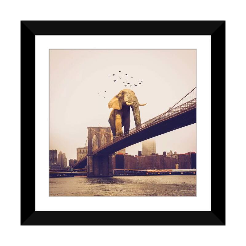 iCanvas "Elephant Bridge Amble" by Soaring Anchor Designs PFA - Black - 24x24x1
