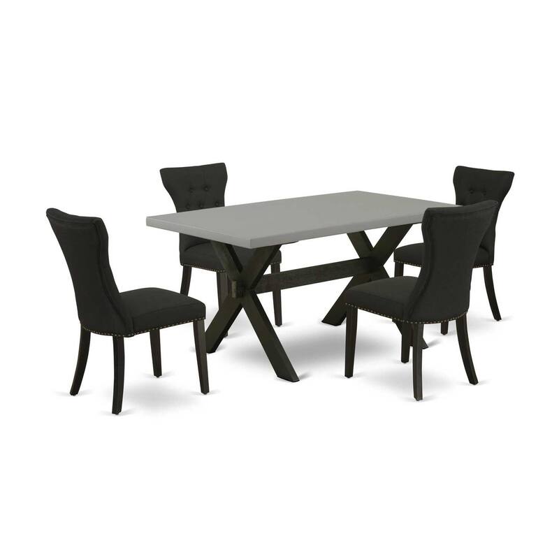 HomeStock 5-Piece Natural Oak Finish Solid Wood Top Dining table with 4 Chairs