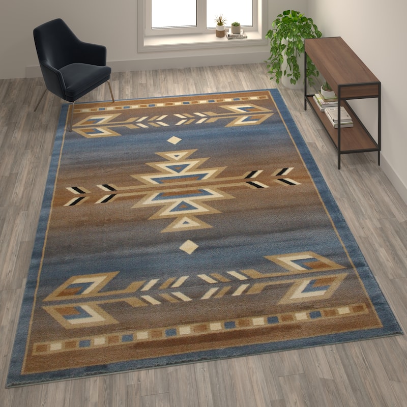Multipurpose Southwestern Style Patterned Indoor Area Rug - 8' x 10' - Blue