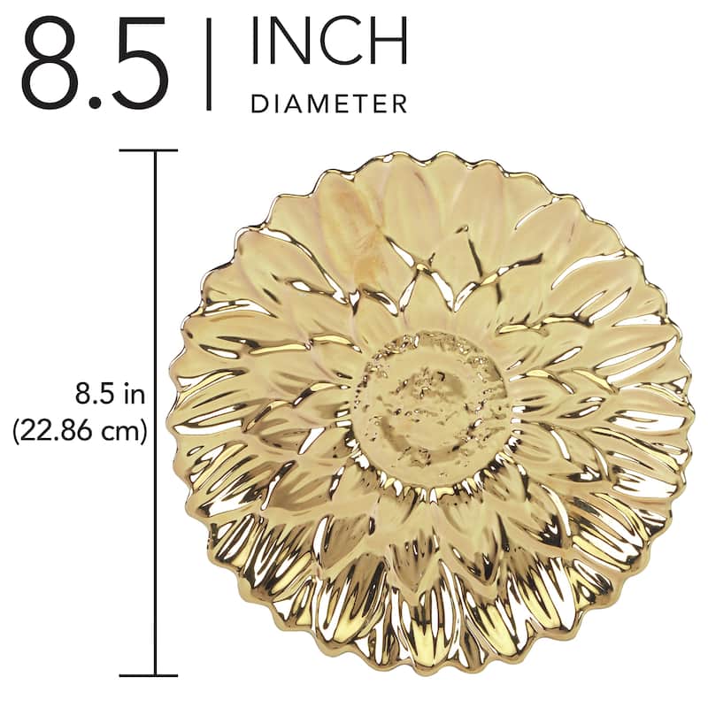 Certified International Gold Coast 3-D Set of 4 Sunflower Dessert Plates - 8.5" Diam x 1"