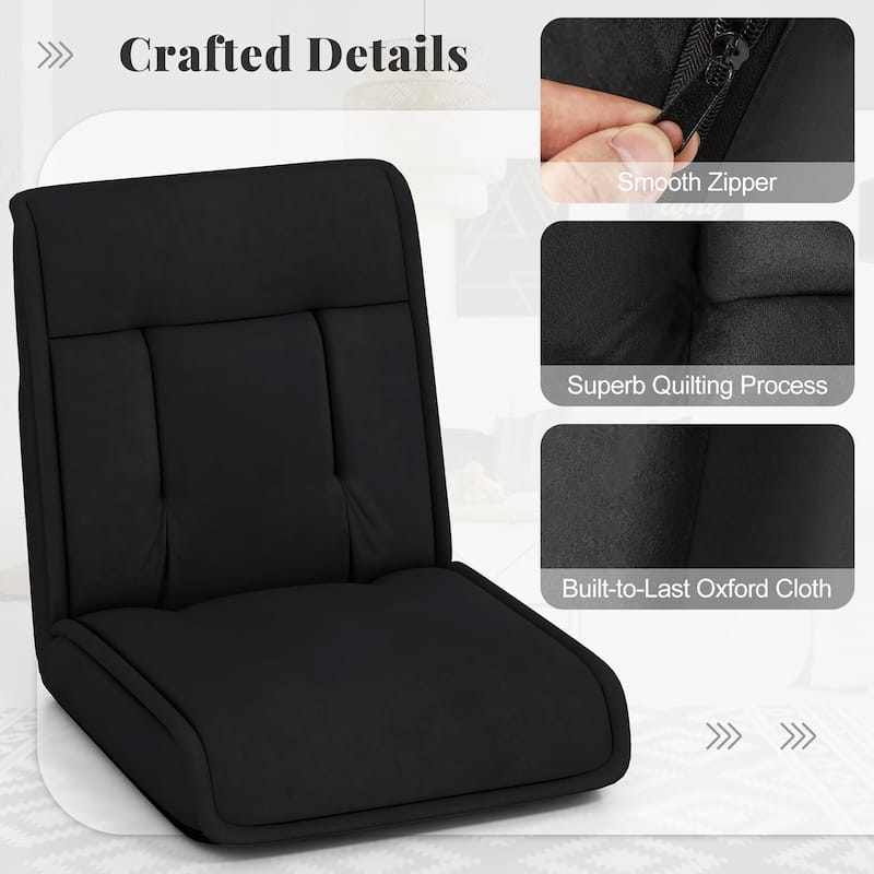Gymax Folding Floor Chair Convertible Lazy Sofa Chair w/ Adjustable