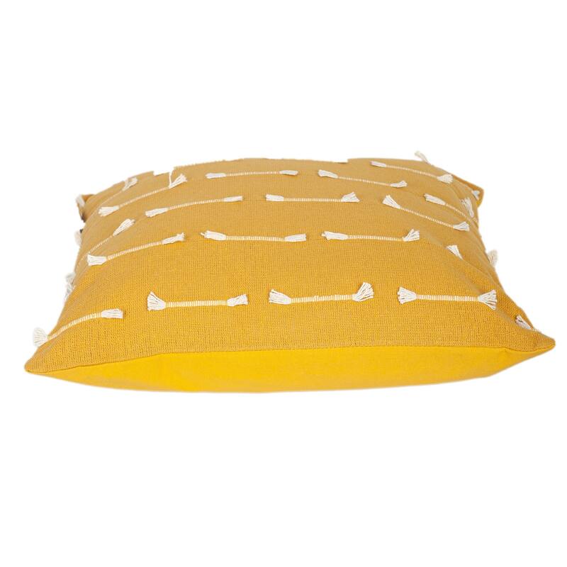 HomeRoots 18" Yellow Striped Cotton Throw Pillow With Texture