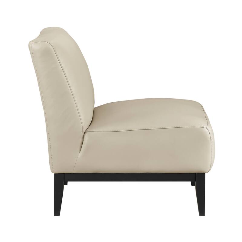 Hayes 28.5" Leather Accent Chair - Black Finish Solid Wood Legs