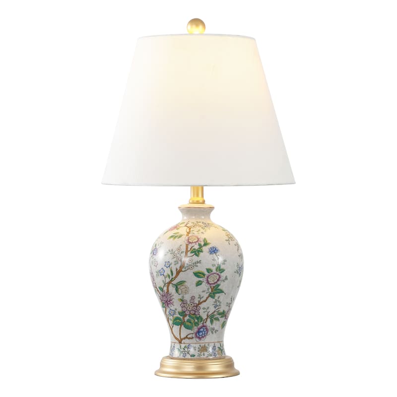 Grace 24" Floral LED Table Lamp, Multi/Brass by JONATHAN Y - Multi-colored