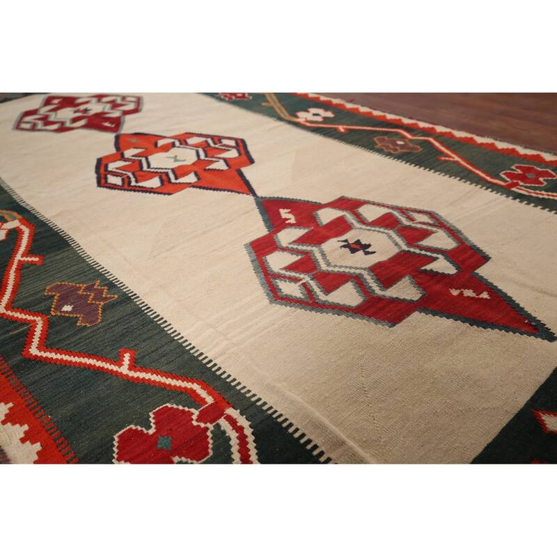 Nomadic Kilim Persian Vintage Area Rug Hand-Woven Wool Carpet - 4'2"x 7'11"