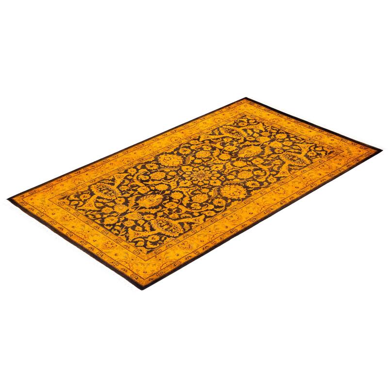 Overton Hand Knotted Wool Vintage Inspired Modern Contemporary Overdyed Gold Area Rug - 3' 1" x 5' 5"