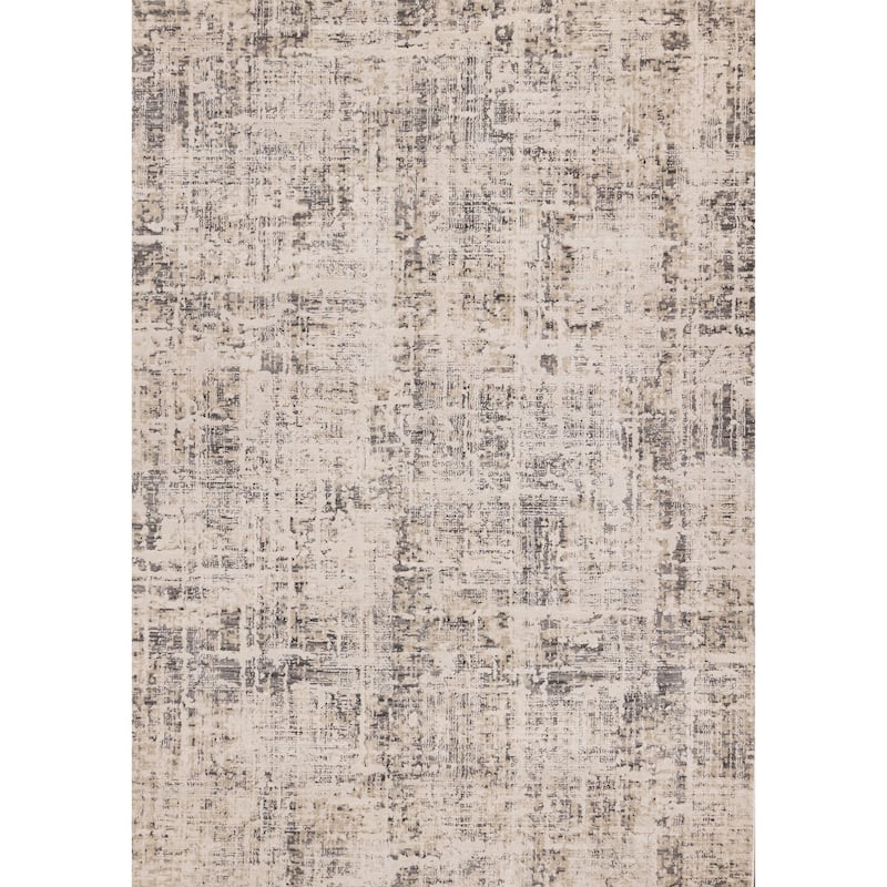 Grey Abstract Distressed High-Traffic Textured Area Rug