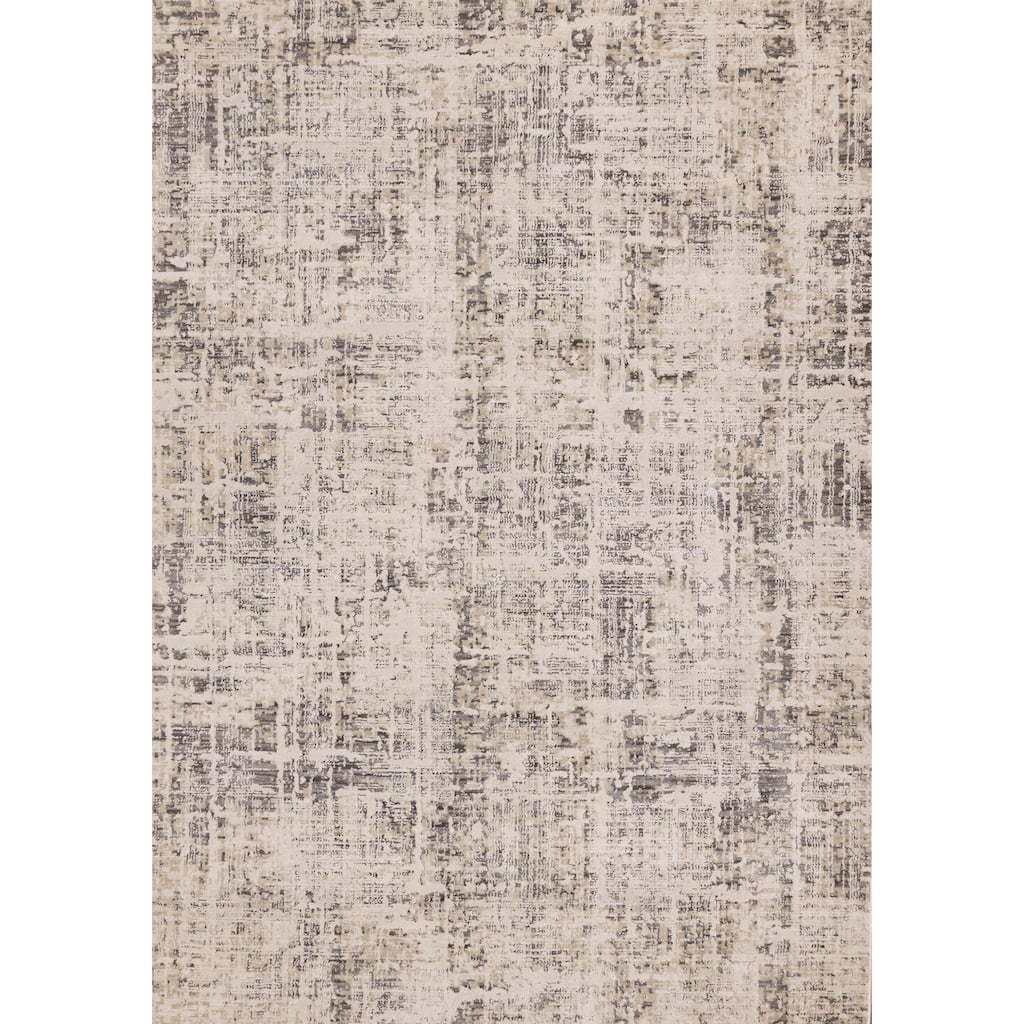 Grey Abstract Distressed High-Traffic Textured Area Rug
