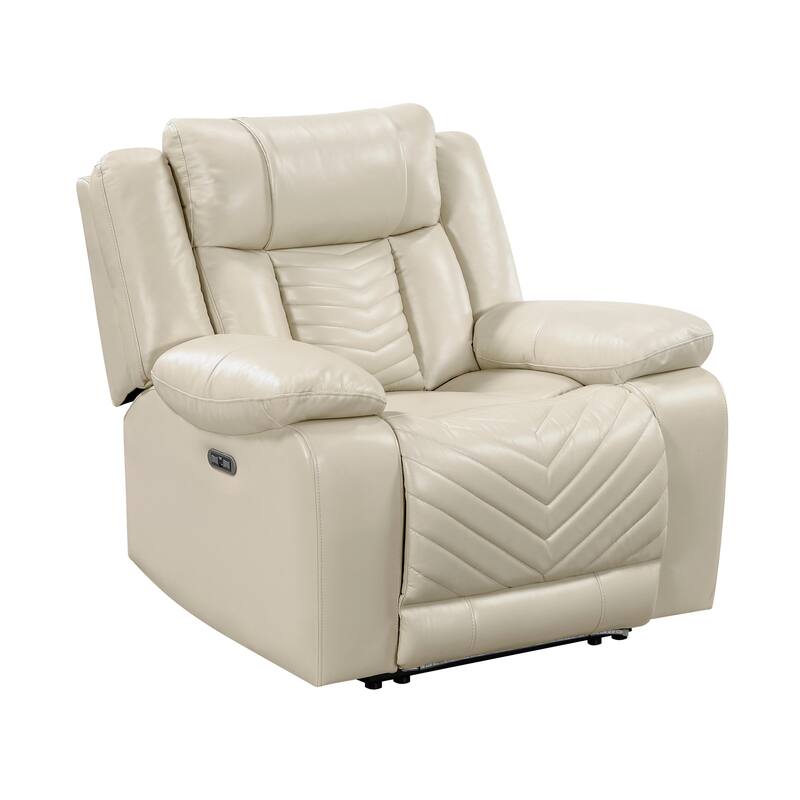 Ridge 40" Faux Leather Power Recliner - LED and Charging Ports - Beige