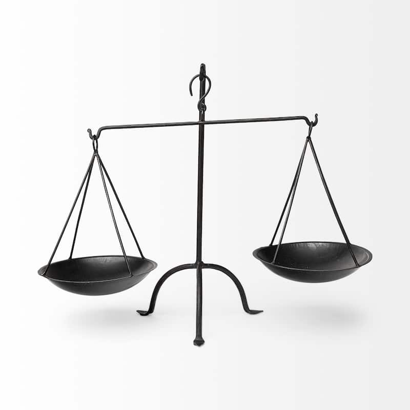 Adilah 16L x 10W Black Metal Vintage Inspired Weighing Scale - 16.0L x 10.0W x 18.0H - 16.0L x 10.0W x 18.0H