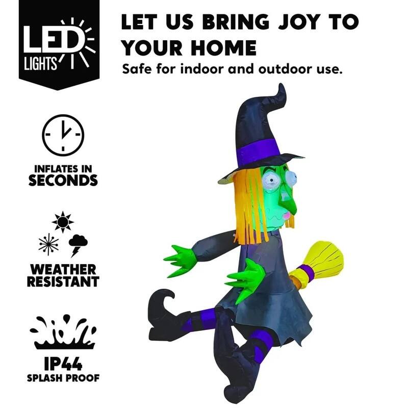 Joyfy 4 FT Inflatable Crashing Witch on a Tree Decoration