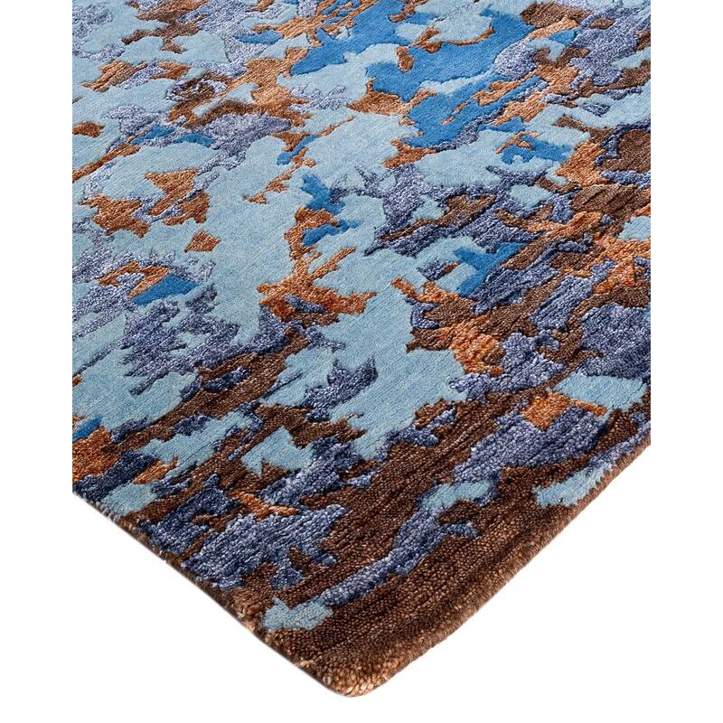 Modern One-of-a-Kind Hand-Knotted Area Rug, Blue - 8' 1" x 10' 0"