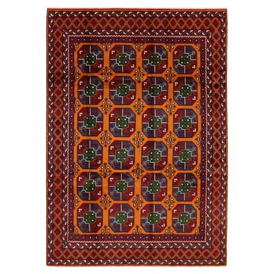 ECARPETGALLERY Hand-knotted Uzbek Kargahi Burnt Orange Wool Rug - 8'4 x 11'9
