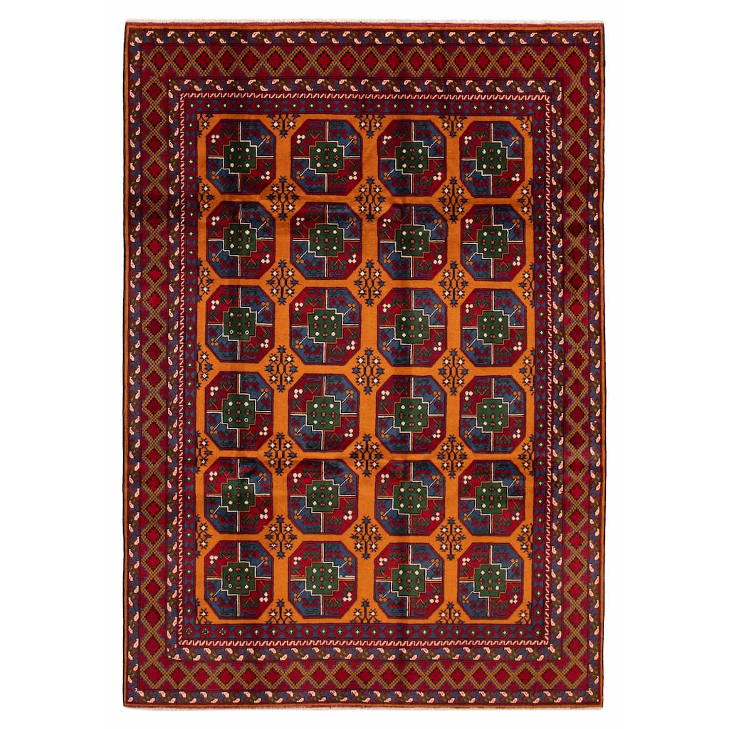 ECARPETGALLERY Hand-knotted Uzbek Kargahi Burnt Orange Wool Rug - 8'4 x 11'9