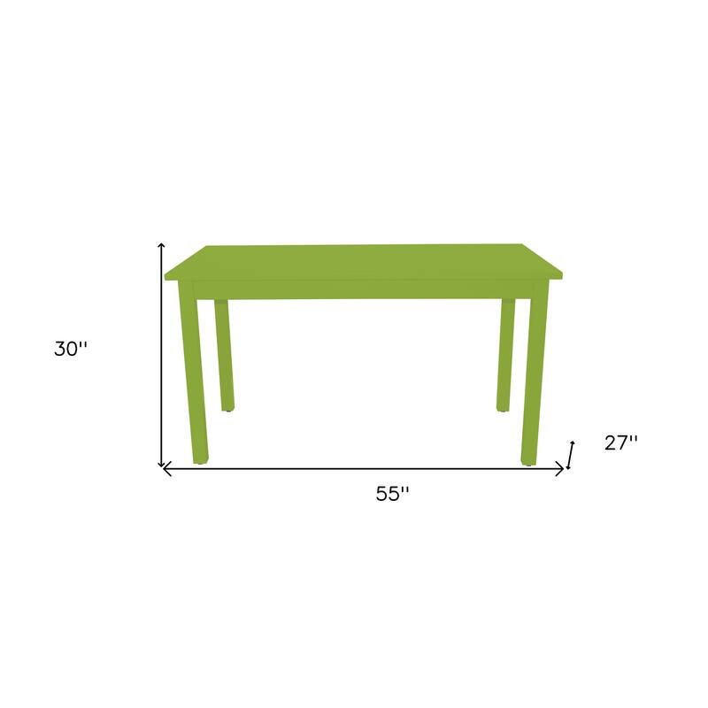 HomeRoots 60" Chartreuse Solid Wood Dining Table - 60.00 in. x 30.00 in. x 27.00 in.
