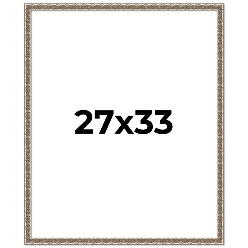 27x33 Frame Silver Versailles Ornate Solid Wood Picture Frame | 1 Inch