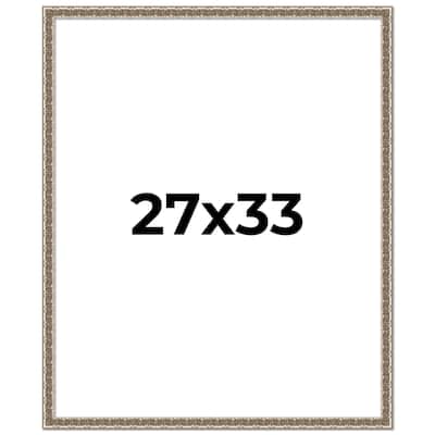 27x33 Frame Silver Versailles Ornate Solid Wood Picture Frame | 1 Inch