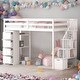 preview thumbnail 19 of 25, Twin Size Wooden Loft Bed With 4 Storage Drawers,Shelves and Stairs White