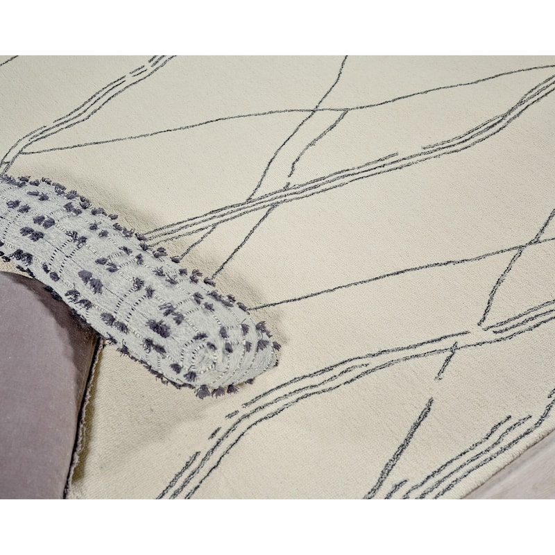 Exquisite Rugs Tangiers Handmade Hand-tufted New Zealand Wool on Canvas Ivory/Black Area Rug