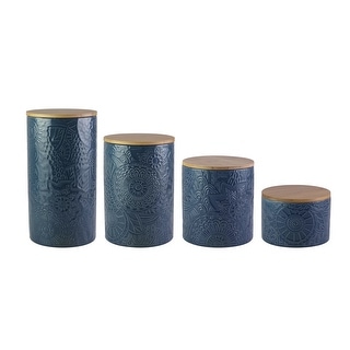 Jay Companies Embossed Blue 4-Piece Kitchen Canister Set