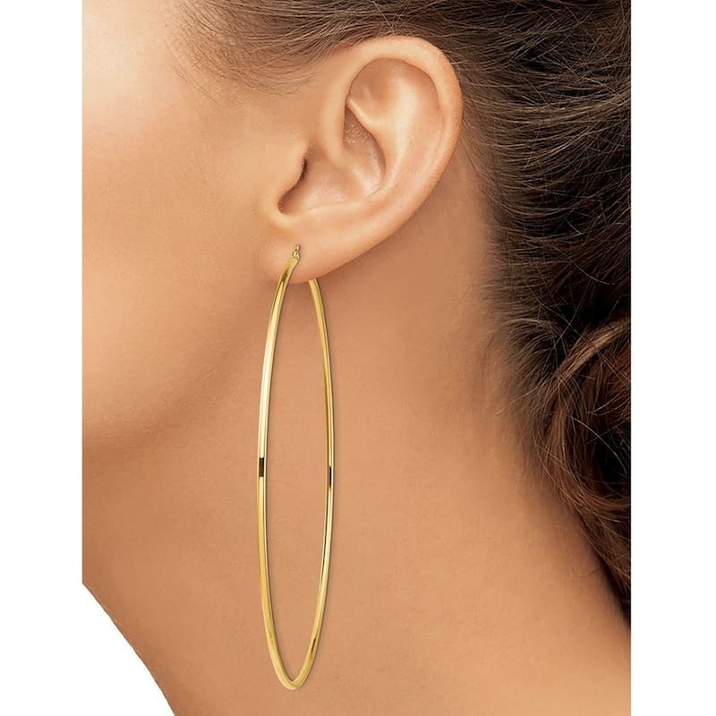 Curata 14k Yellow Gold Lightweight 100x2mm Polished Extra-large Hoop Earrings