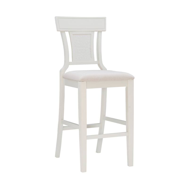 Wooden High Back Bar Stools - 47" - White and Beige