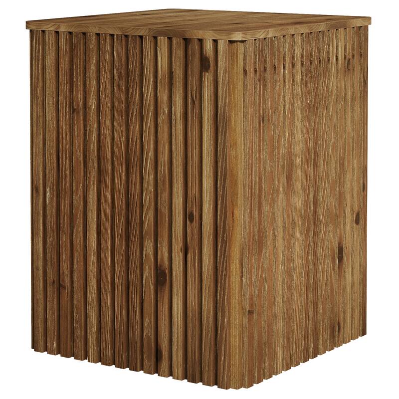 Solid Wood Fluted Side End Table with Storage and Removable Lid