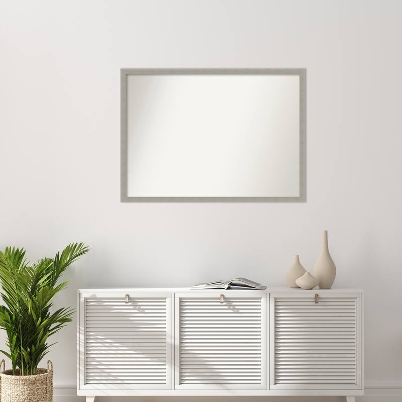 Woodgrain Stripe Non-Beveled Wood Framed Wall Mirror