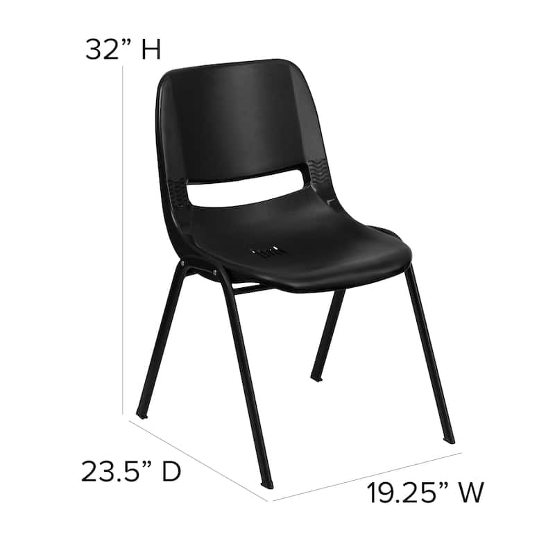 880 lb. Capacity Ergonomic Shell Stack Chair with Metal Frame