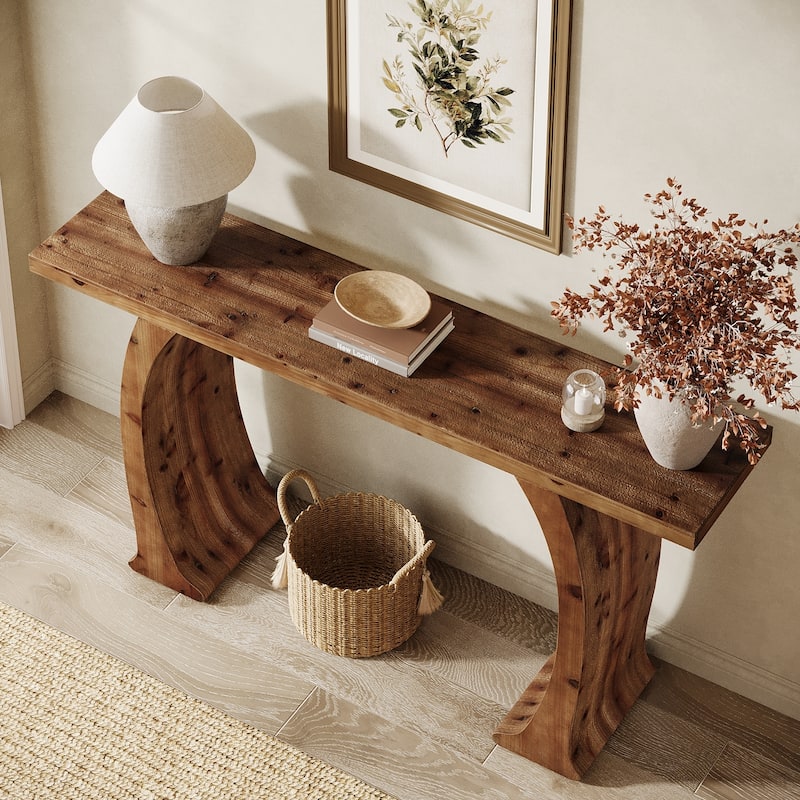63" Rustic Entryway Table with Curved Legs