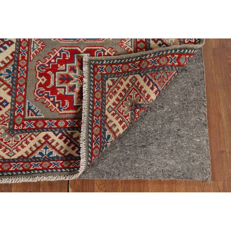 Geometric Brown Kazak Oriental Runner Rug Handmade Wool Carpet - 2'8" x 9'11"