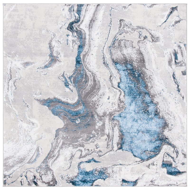 SAFAVIEH Amelia Berendina Modern Abstract Rug - 6'7" Square - Grey/Blue