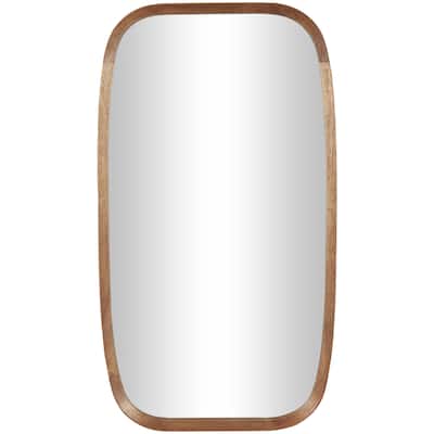 Wooden Wall Mirror with Natural Wood Grain and Rounded Edges - Brown - Roche River Decor