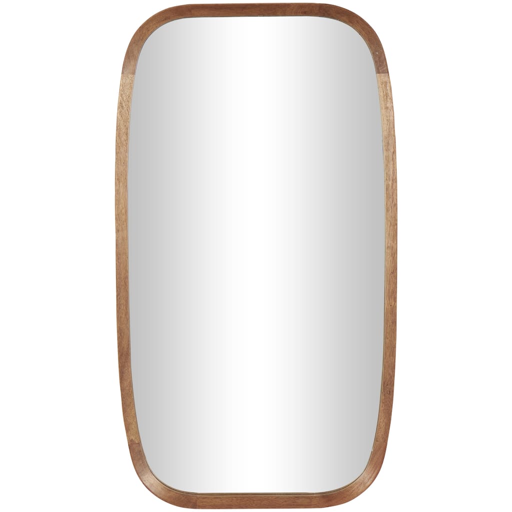 Wooden Wall Mirror with Natural Wood Grain and Rounded Edges - Brown - Roche River Decor