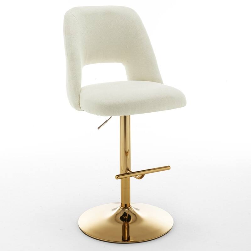 Best Quality Furniture Adjustable Textured Fabric Barstools with Chrome Finish Base (Set of 2)