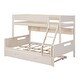 preview thumbnail 6 of 5, Cream Wood Twin over Full Bunk Bed with Storage Shelves and Twin Size Trundle