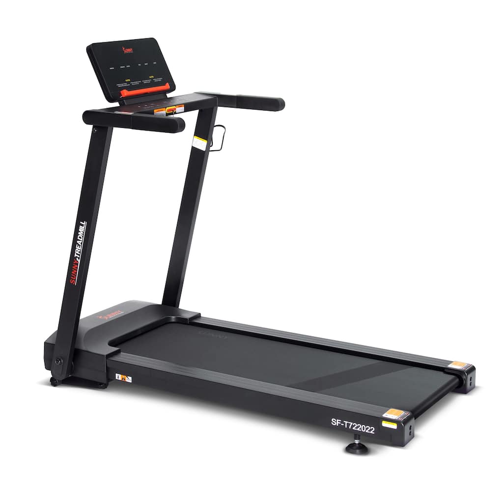 Sunny Health & Fitness Interactive Slim Folding Treadmill with Auto Incline, Brushless Motor & SunnyFit App - T722022
