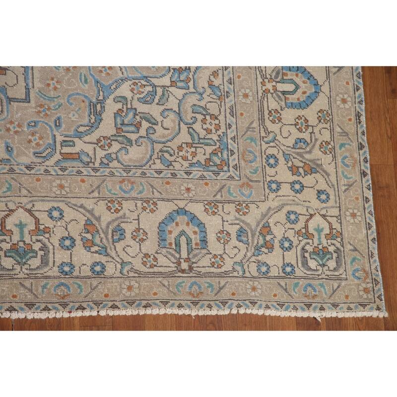 Hand Knotted Oriental 100% Wool Carpet Traditional Medallion Beige & Ivories Tabriz Area Rug - 13' 0'' X 9' 7''