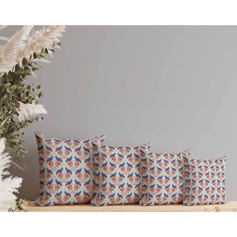Botanical Bouquet Faux Suede Reversible Throw Pillow Silver and Blue