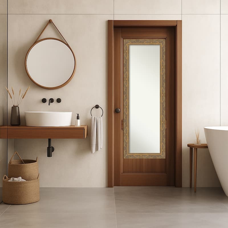 Filigree Non-Beveled Framed Full-Length On the Door Mirror