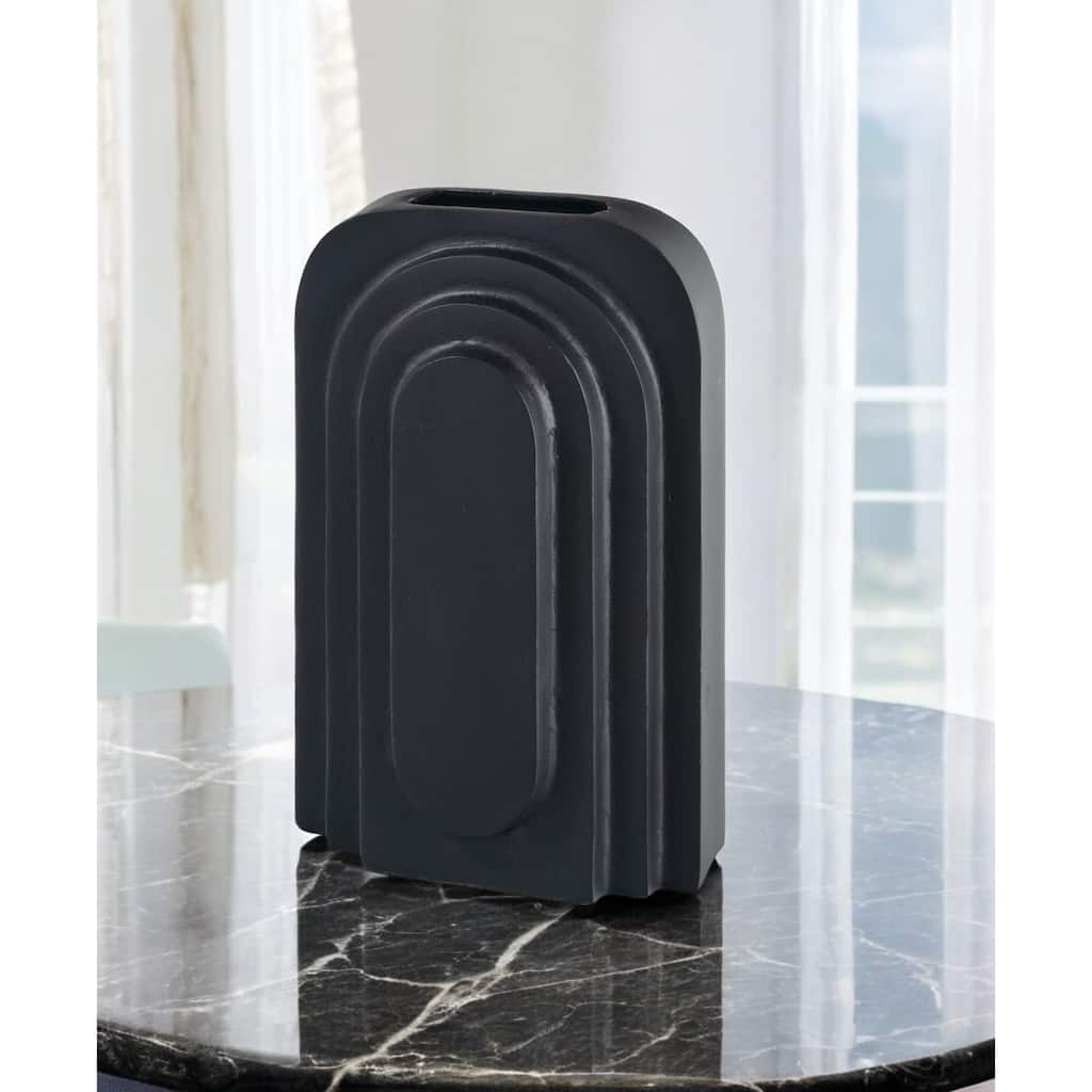 12" Black Geometric Aluminum Table Vase - 7