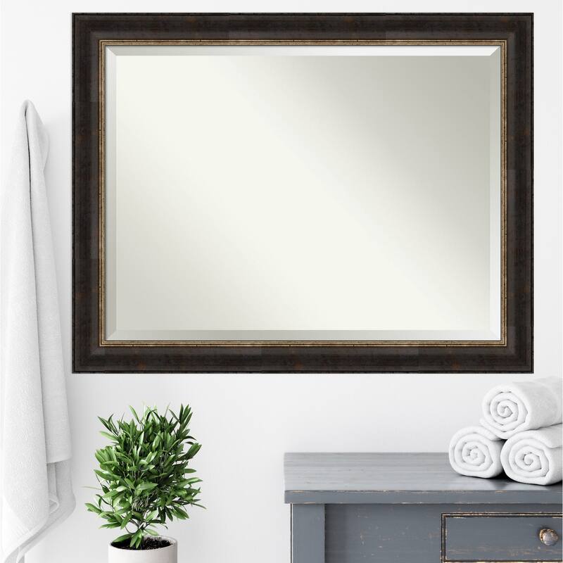Beveled Bathroom Wall Mirror - Varied Black Frame - Varied Black