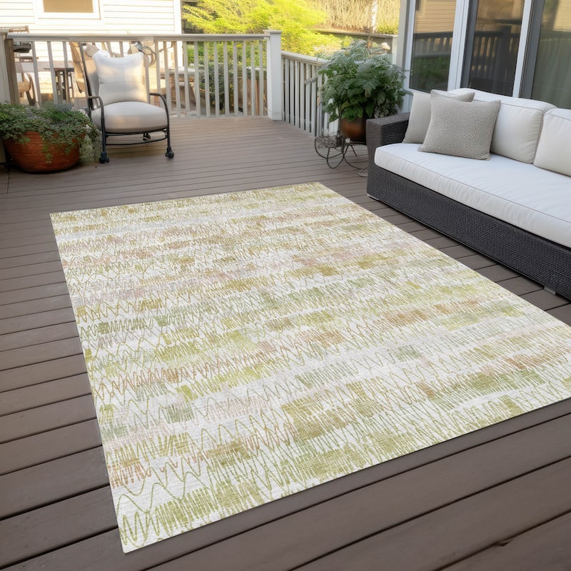 Machine Washable Indoor/ Outdoor Chantille Abstract Zig Zag Rug
